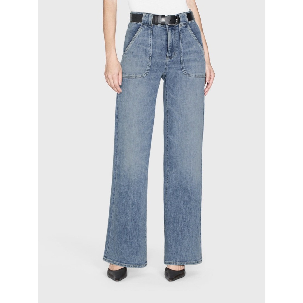 FRAME Carpenter Wide Leg High Rise Jeans in Medium Wash, Women's US Size 24